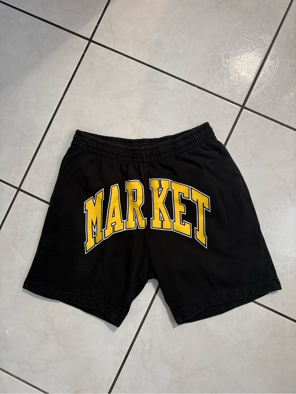 Market Black Men's Athletic Shorts with Yellow Logo